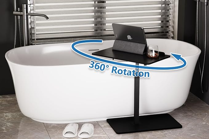 C Shaped End Table, Swivel and Turnable Desktop, Foldable Side Table - Image 4