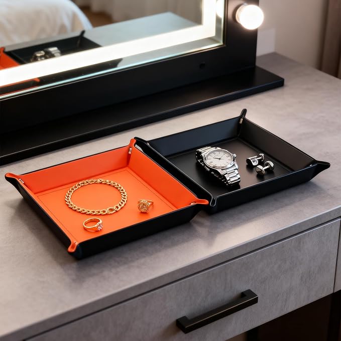 siduater Valet Tray Desktop Storage Organizer – Vegan Leather Catchall Bedside - Image 6