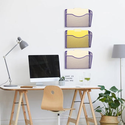 EASEPRES 3 Single Pocket Mesh Hanging File Organizer, Vertical Wall Mounted - Image 4