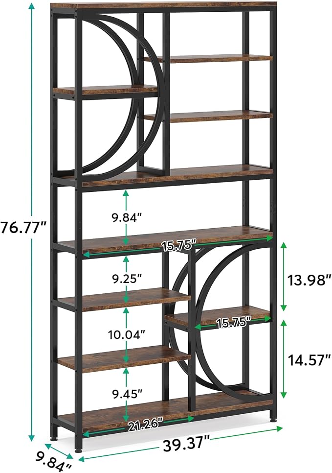 Tribesigns Bookshelf, Industrial 8-Tier Etagere Bookcases, 77-Inch Tall Book - Image 2