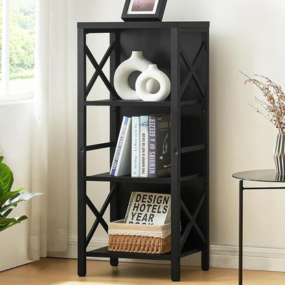 Small Bookshelf, 4 Tier Industrial Bookcase by MNEETRUNG