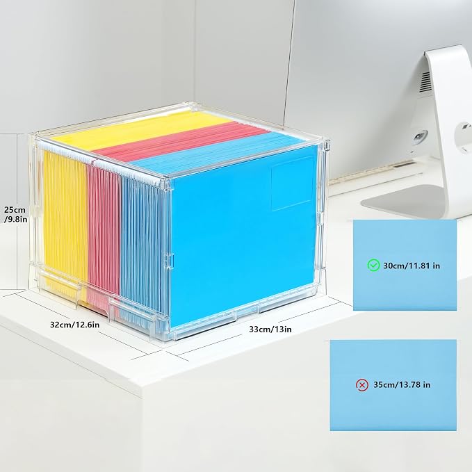 MUKAI File Organizer Box with Lid, Collapsible File Folder Organizer with Slide - Image 2