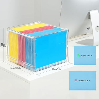 MUKAI File Organizer Box with Lid, Collapsible File Folder Organizer with Slide - Image 2