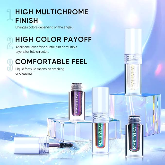 MAKI YIKA Glitter Eyeshadow Gold Liquid Multichrome Eyeshadows Long Lasting - Image 5