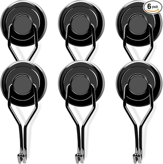 MIKEDE 120 LBS Black Magnetic Hooks, 6 Pack Swivel Swing Magnet Hooks Heavy Duty by MIKEDE