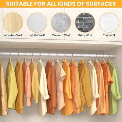 Closet Rods for Hanging Clothes, 17-69 Inch No-Cut Stepless Adjustable Closet - Image 5