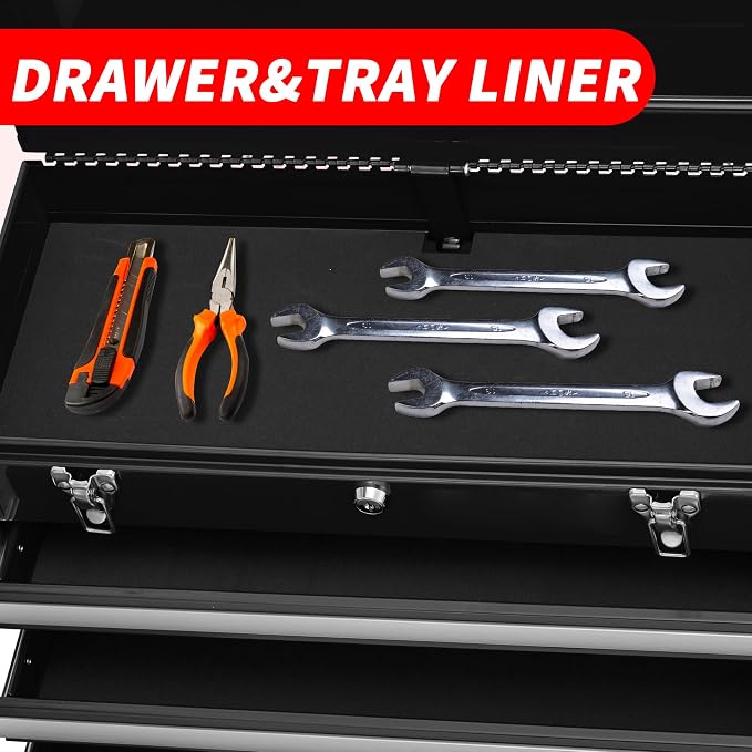 Metal Tool Box with 4 Drawers Portable Steel Tool Chest with Metal Cylinder - Image 6