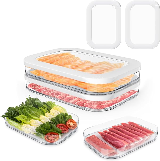 2 Pcs Deli Meat Container for Fridge, Stackable Bacon Lunch Meat Container for by Cecnamt