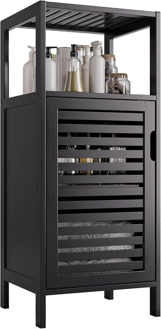 HITNET Bamboo Floor Cabinet, Small Bathroom Cabinet Floor Standing, 4 Tier by HITNET