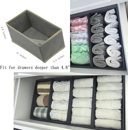 Socks Drawer Organizer Set of 3 Pack Light Grey, Small Underwear Dividers - Image 2