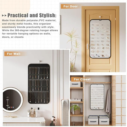 Hanging Jewelry Organizer Storage, 40 Pockets 36 Hooks Necklace Earring - Image 9