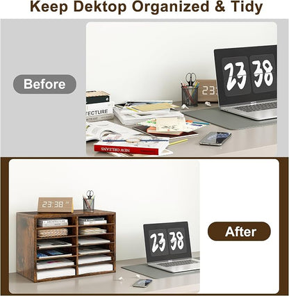 Literature Organizer 12 Slots Wooden Mailboxes - Image 7