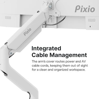 Pixio PS2S White Ultrawide Heavy-Duty Premium Single Monitor Arm Stand Desk - Image 5