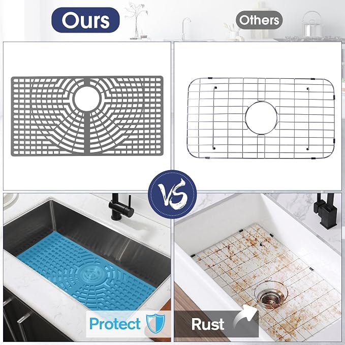 Silicone Sink Protector 26“x14" Rear Drain Hole, Heat Resistant Non-slip - Image 4