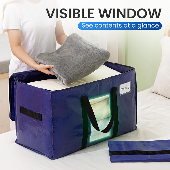 TAILI 4 Pack Dark Blue Extra Large Moving Bags, Heavy Duty Totes - Image 3