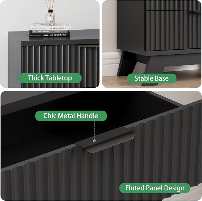 Fluted Nightstand, 31.5" Wide Side Table - Image 4