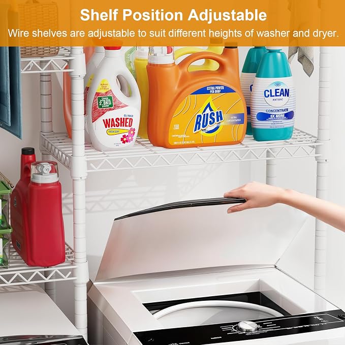U14 Medium Over the Washer and Dryer Shelves, 4 Tiers Laundry Room Storage and - Image 4
