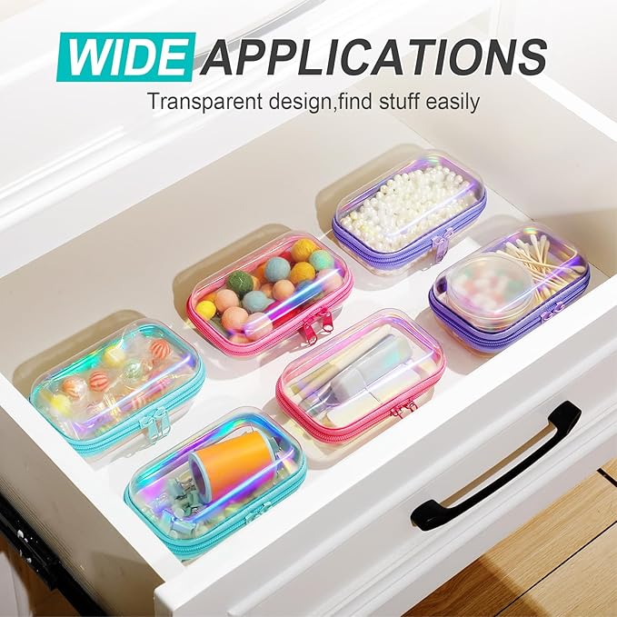 Sanwuta 6 Pcs Clear Hard Zipper Case Hard Plastic Zipper Pouches Transparent - Image 5