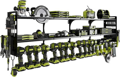 64" Power Tool Organizer Wall Mount, 16 Slots, 3-Tier Drill & Cordless Tool by Seeahead