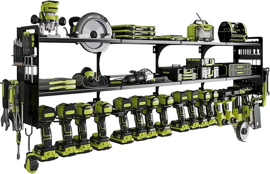 64" Power Tool Organizer Wall Mount, 16 Slots, 3-Tier Drill & Cordless Tool by Seeahead