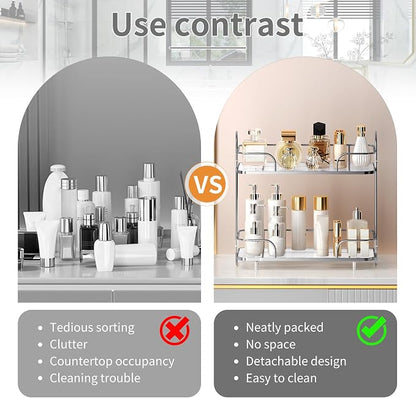 Seoneiro 2 Tier Corner Bathroom Counter Organizer, Cosmetic Skincare ，Bathroom - Image 2