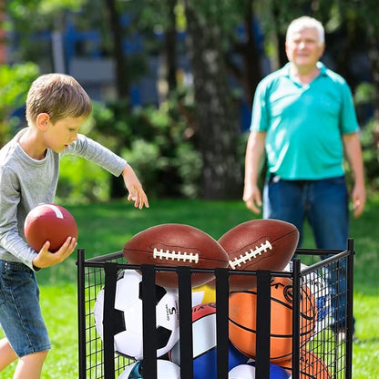 VEVOR Rolling Sports Ball Storage Cart, Lockable Basketball Cage - Image 8
