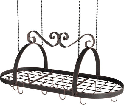 Hanging Pot Rack Ceiling Mount, Oval Pot and Pan Storage Rack, Decorative - Image 8