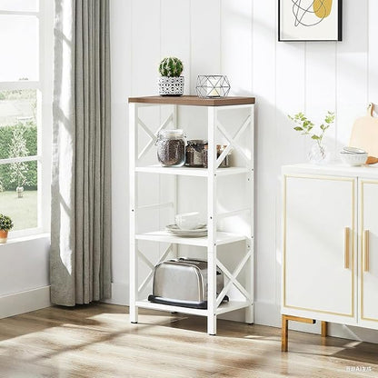Small Bookshelf, 4 Tier Industrial Bookcase - Image 4