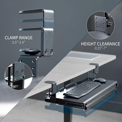 VIVO Large Height Adjustable Clamp-on Keyboard Tray, Extra Sturdy Pull Out - Image 5