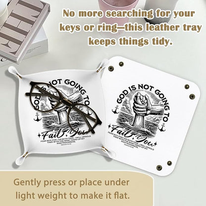 Christian Gifts Leather Jewelry Valet Tray, Religious Bible Verse Gifts PU - Image 3