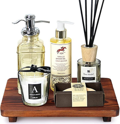 Farmhouse Bathroom Counter Tray Wood Risers Display Stands Kitchen Countertop by Gtencemen