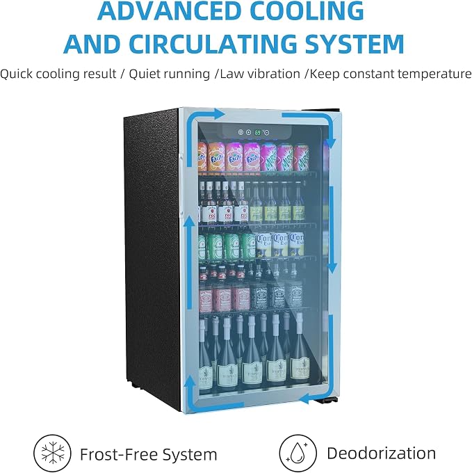 Compact Freestanding Beverage Refrigerator, 126 Can/3.2 Cubic FeetMini Fridge - Image 4