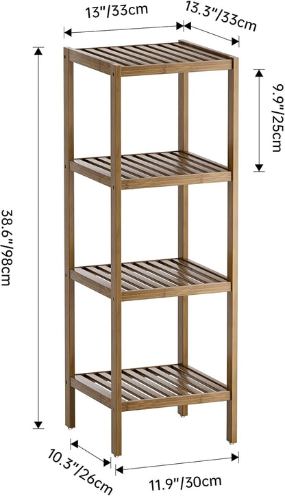 SMIBUY Bathroom Storage Shelf, 4-Tier Bamboo Rack Organizer - Image 3