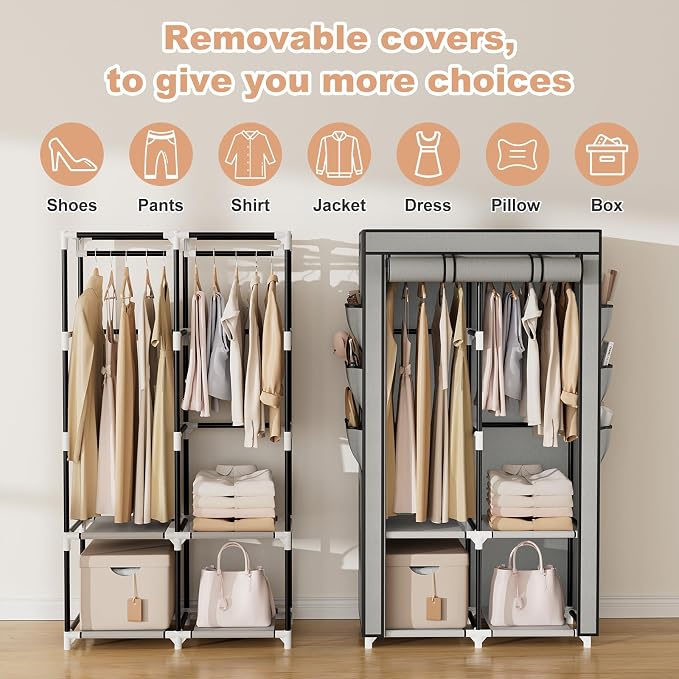 VTRIN Portable Closet Wardrobe for Hanging Clothes - Image 5