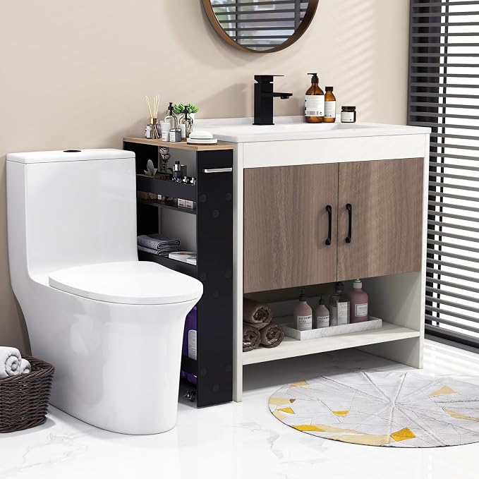 Slim Rolling Storage Cart, 4 Tier Narrow Kitchen Cart - Image 6