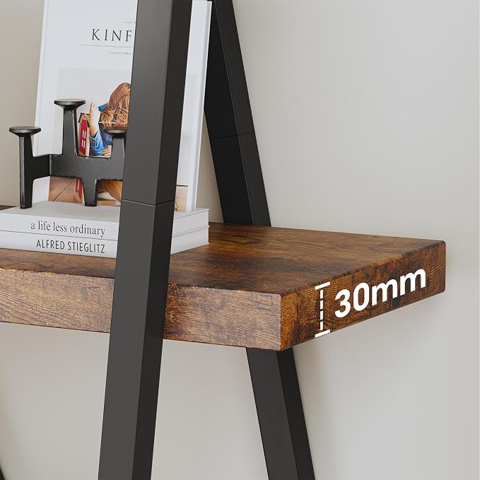 FUSUNBAO Unique 5-Tier Wooden and Metal Frame Bookshelf, Vintage Industrial - Image 4