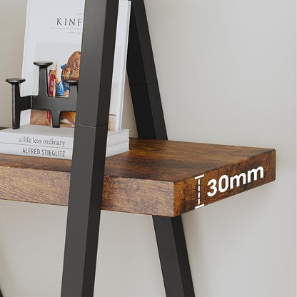 FUSUNBAO Unique 5-Tier Wooden and Metal Frame Bookshelf, Vintage Industrial - Image 4