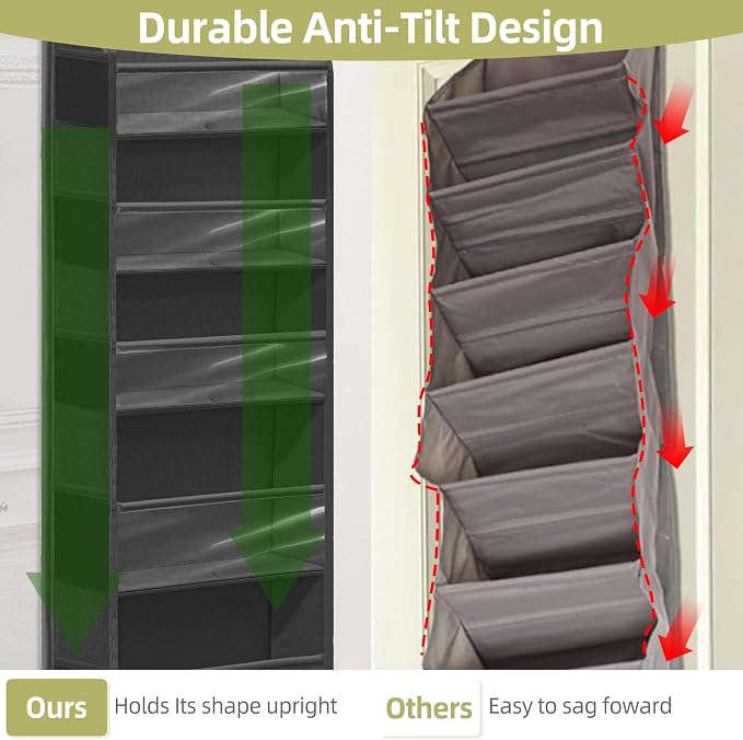 Over Door Organizer with 6 Extra Large Pockets 12 Side Pockets, Hanging Storage - Image 4