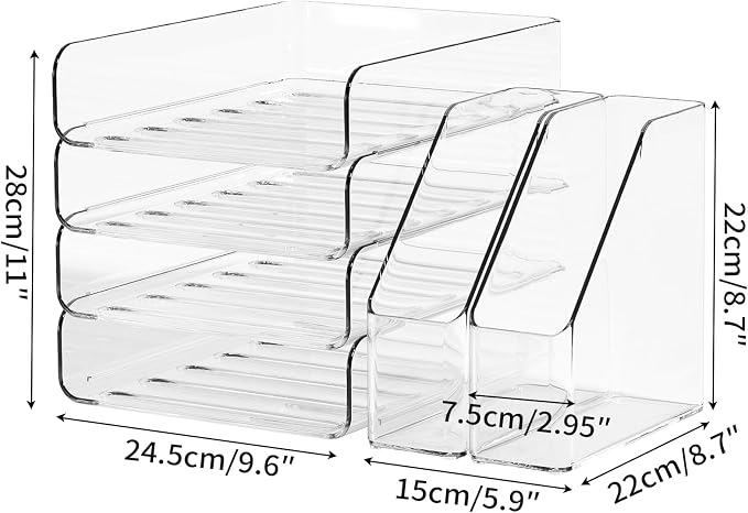 4-Tier Brown Acrylic Paper Tray Organizer - Image 5