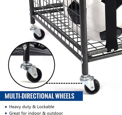 Mythinglogic Rolling Sports Ball Storage Cart, Sports Lockable Ball Storage - Image 4