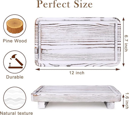 Rustic White Bathroom Counter Tray Kitchen Countertop Trays Decorative Wood - Image 6