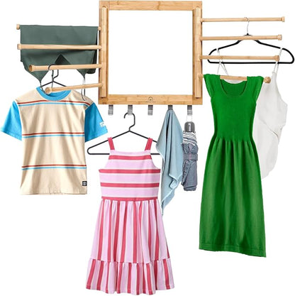 Bamboo Wall Mount Drying Rack for Laundry – Collapsible Foldable Clothes Dryer by Unknown