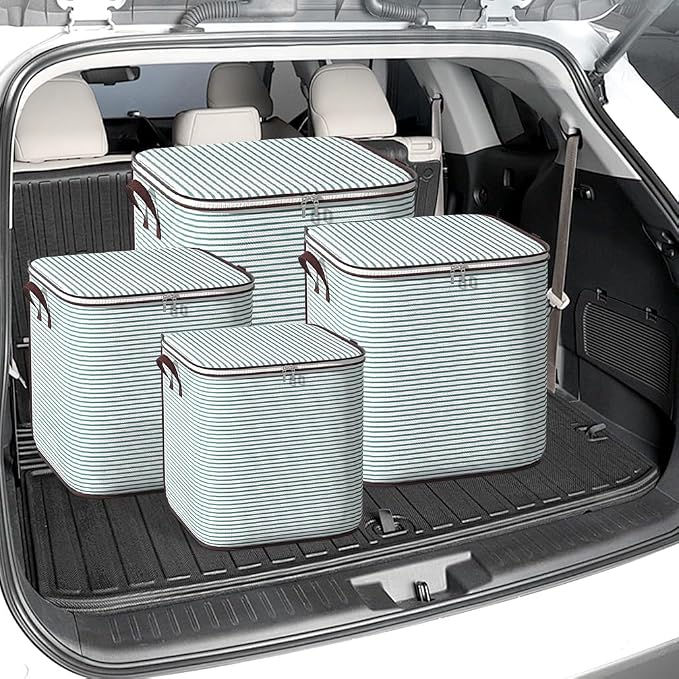 Large Clothes Storage Bins, 4 Pack Foldable Blanket Storage Bags, Storage - Image 6