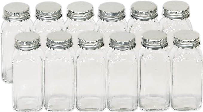 Simple Houseware 12-Pack 6 oz Glass Spice Jars, Square Bottles - Image 3