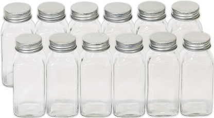 Simple Houseware 12-Pack 6 oz Glass Spice Jars, Square Bottles - Image 3