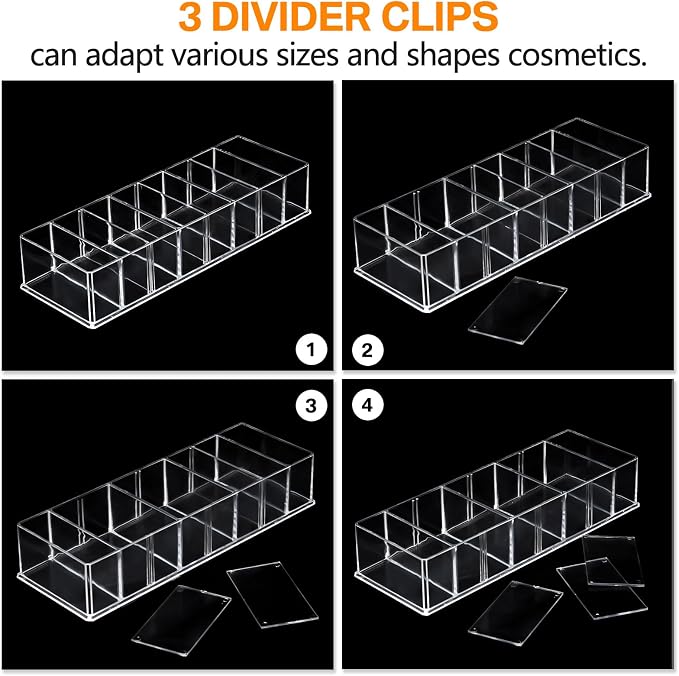Tuanse 8 Pcs Acrylic Makeup Compact Organizer Detachable 8 Spaces Clear Vanity - Image 3