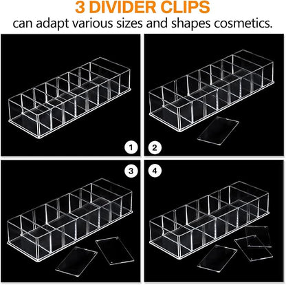 Tuanse 8 Pcs Acrylic Makeup Compact Organizer Detachable 8 Spaces Clear Vanity - Image 3