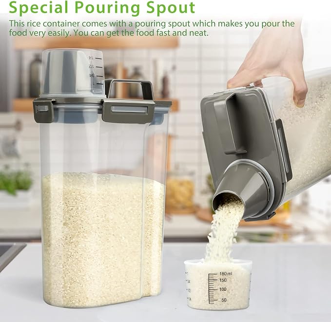 Rice Airtight Storage Container, 3 to 5Lbs Cereal Dry Food Flour Bin, Pet Dog - Image 3