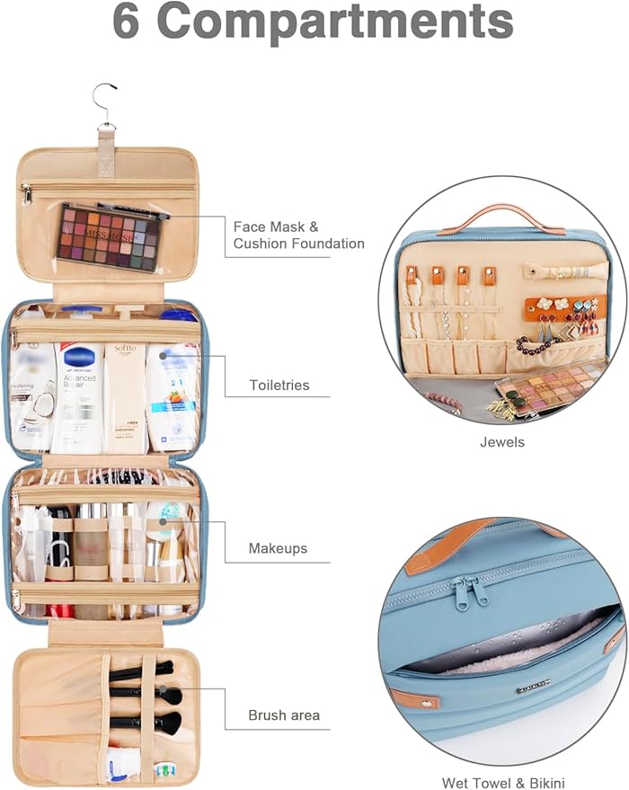 Women's Hanging Toiletry Bag, Waterproof Travel Cosmetic Organizer - Image 3