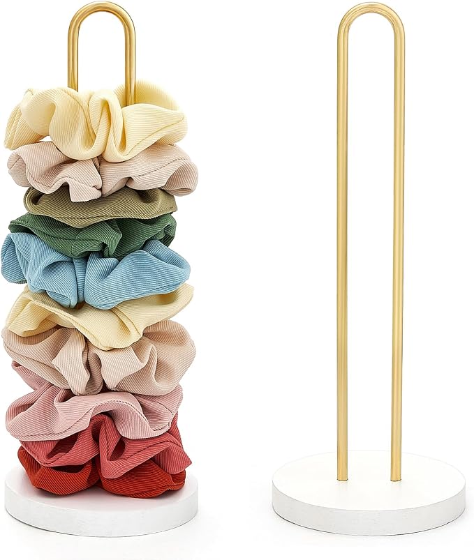 Mkono 2PCS Scrunchies Holder Stand Hair Accessories Organizer Gold White Metal by Mkono